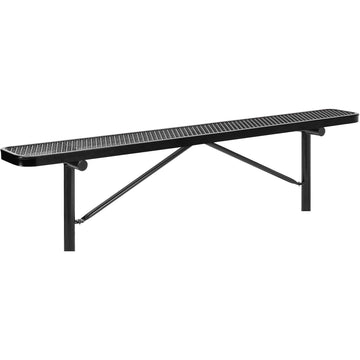 Global Industrial 8' Outdoor Steel Flat Bench – Expanded Metal, In Ground Mount, Black
