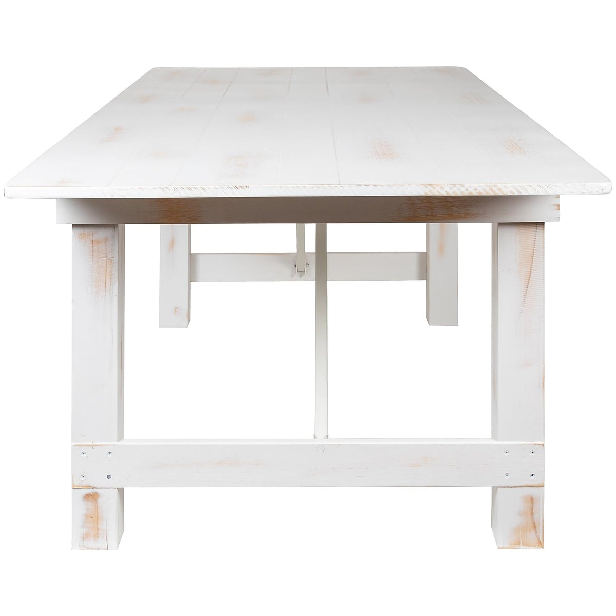 HERCULES Series 7' x 40" Rectangular Antique Rustic White Solid Pine Folding Farm Table by Flash Furniture – 7'L x 40"W, Pinus Glabra, Steel, Pine Wood, Model XA-F-84X40-WH-GG