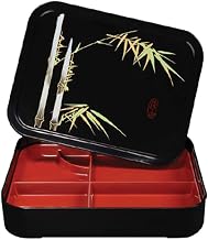 GET 171-F Fuji Bento Box, 10-3/4" x 8-1/4" x 2-1/4" Deep, 5 Compartments with Cover, Case of 12