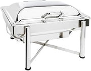 Eastern TableTop 3955S Mid/Max Pillar'd Induction Chafer 8 qt Rectangular Stainless Steel W/Hinged Dome Cover & Stand
