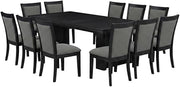 Furnifact Solid Wood Dining Room Table with Upholstered Chairs 13 Piece Set, Rectangular Kitchen Table Set for 12, Wire Brushed Black