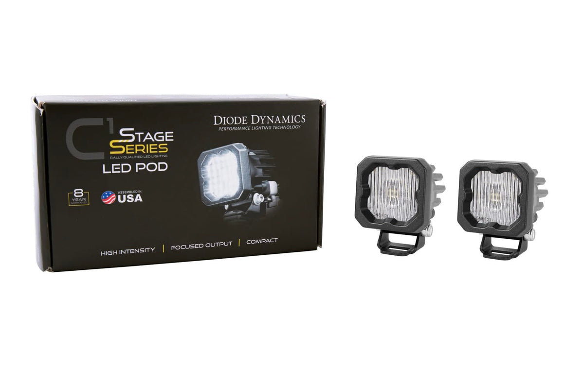 SSC1 White SAE/DOT Fog Standard LED Pod (pair) by Diode Dynamics – SAE Fog, Amber Backlight, Model DD6847P