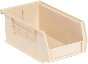 QUANTUM STORAGE SYSTEMS Plastic Stacking Bin 4-1/8 x 7-3/8 x 3, Beige, Lot of 24