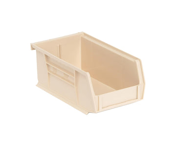 Plastic Stacking Bin 4-1/8 x 7-3/8 x by QUANTUM STORAGE SYSTEMS – 7.38"L x 4.13"W x 3"H, Plastic, Beige, Pack of 24, Model QUS220IV