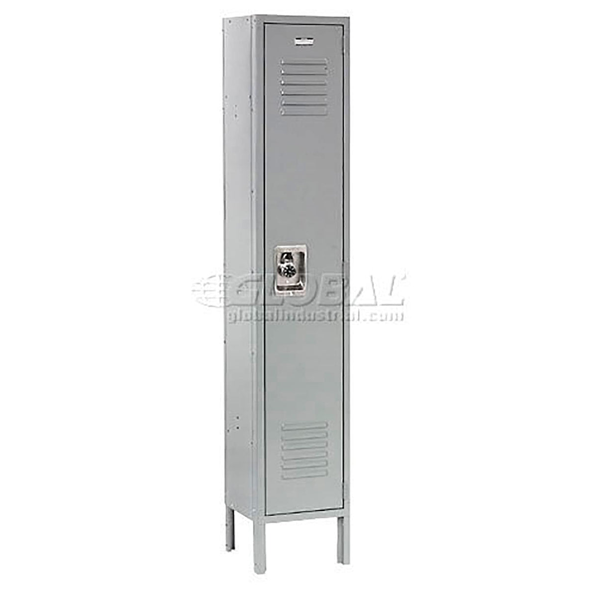 Infinity Single-Tier One-Door Locker with Recessed Handle by Global Industrial – Stainless Steel, Grey, Model 254121GY