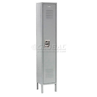 Infinity Single-Tier One-Door Locker with Recessed Handle by Global Industrial – Stainless Steel, Grey, Model 254121GY