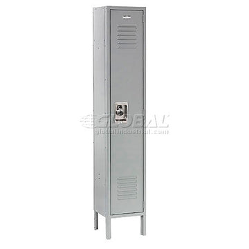 Infinity Single-Tier One-Door Locker with Recessed Handle by Global Industrial – Stainless Steel, Grey, Model 254121GY