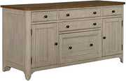 Antique White Farmhouse Credenza, Chestnut Top, Pine Solids, Hickory Veneers, Spacious Storage and Durable Wood Build