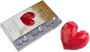 Martellato MA3015 Clear Polycarbonate Chocolate Mold with 6 Faceted-Heart Cavities 66mm x 70mm x 20mm High
