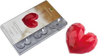 Martellato MA3015 Clear Polycarbonate Chocolate Mold with 6 Faceted-Heart Cavities 66mm x 70mm x 20mm High