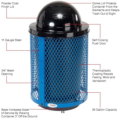 Global Industrial Blue / Industrial / 36.0 gallons Trash, Recycling & Compost