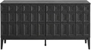 Furnifact Wooden Sideboard with Storage, Buffet Cabinet and Credenza for Dining Room or Living Room, Black