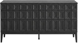Furnifact Wooden Sideboard with Storage, Buffet Cabinet and Credenza for Dining Room or Living Room, Black