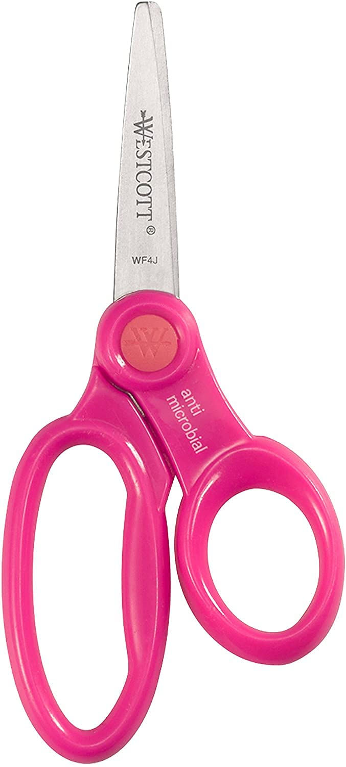 School Scissor Caddy and Kids Scissors by Westcott – Case of 4, Stainless,Stainless Steel,Steel, Yellow,blue,green,pink, Model 500-14755