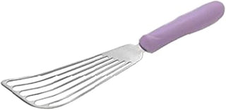 Winco 6 3/4" x 3 1/4" Purple Fish Plastic Spatula with Handle, Allergen Fre