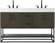 Elegant Kitchen and Bath 54" Double Bathroom Vanity in Mocha Brown