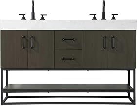 Elegant Kitchen and Bath 54" Double Bathroom Vanity in Mocha Brown