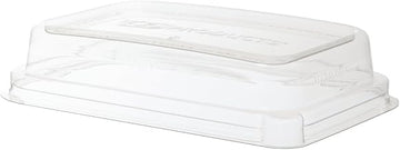Eco-Products Recycled Rectangular To Go Container Lids, Case of 400, Dome Covers, Fits 12-16oz, 100% Recycled PET From Plastic Bottles, Clear For Visibility