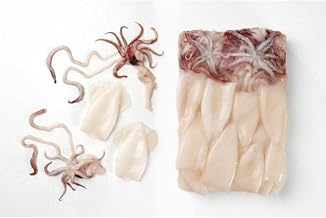 Pana Pesca Traditionally Cleaned Squid Tubes and Tentacles - 3/5 inch Tubes, 2.5 Pound -- 4 per case.