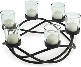 Danya B. Decorative Indoor/Outdoor Round Waves Metal Wrought Iron Candleholder & Centerpiece, Home Decor for Dining Table, End Table, Patio Gift for Housewarming, Wedding and Birthday