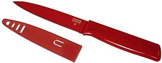 Kuhn Rikon COLORI Utility Knife with Safety Sheath, 5 inch/12.70 cm Blade, Red