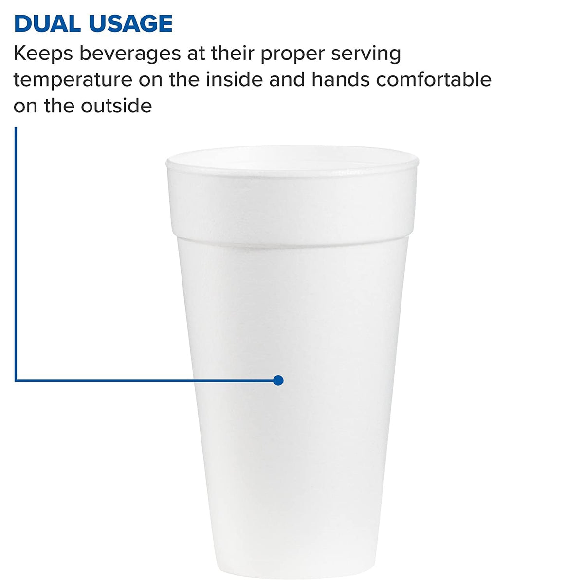 (CA/500) C-FOAM CUP 20 OZ WHI by DART – 500 Count (Pack of 1), 20.0 ounces, Foam, White, Pack of 500