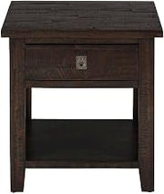 Starlight Canyon Home Solid Acacia End Table with Distressed-Finish Drawer, Rustic Square Side Table for Living Room Sofa, Deep Chocolate Finish
