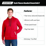 Unisex Tech Fleece Hooded Sweatshirt Black by SPORT-TEK – 4X-Large, Polyester, Black, Model 977333
