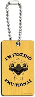 GRAPHICS & MORE I'm Feeling Emu-tional Emotional Emu Funny Humor Wood Wooden Rectangle Keychain Key Ring