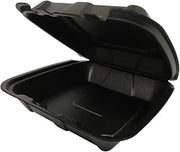 Ecopax RE993S-BLACK, 9" x 9" x 3" 1 Compartment, U-Vent Hinged Container | 200/Case