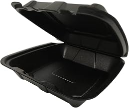 Ecopax RE993S-BLACK, 9" x 9" x 3" 1 Compartment, U-Vent Hinged Container | 200/Case
