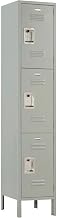 Global Industrial 3-Tier 3 Door Locker, 15"W x 15"D x 78"H, Gray, Unassembled