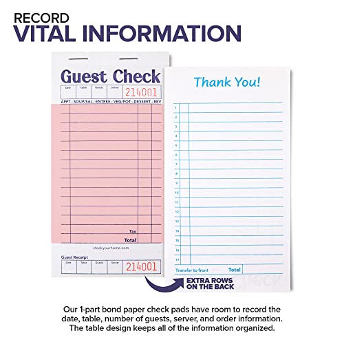Stock Your Home 20 Pack / Pink / 20 Guest Checks