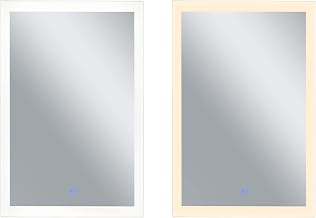 Abigail Rectangle Matte White LED 30 in. Mirror