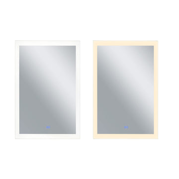 Abigail Rectangle Matte White LED 30 in. Mirror by CWI Lighting – 49"L x 29.5"W, Metal, White, Model 1233W30-49