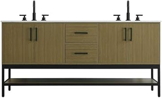 Elegant Kitchen and Bath 72" Double Bathroom Vanity in Chestnut Brown