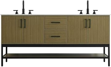 Elegant Kitchen and Bath 72" Double Bathroom Vanity in Chestnut Brown