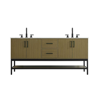 Elegant Kitchen and Bath 72" Double Bathroom Vanity in Chestnut Brown by Elegant Lighting – 72" W x 22" H x 24" D, Wood, Chestnut Brown, Model VF60772DMCB