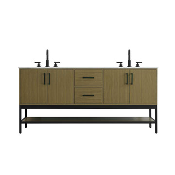 Elegant Kitchen and Bath 72" Double Bathroom Vanity in Chestnut Brown by Elegant Lighting – 72" W x 22" H x 24" D, Wood, Chestnut Brown, Model VF60772DMCB