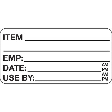 Dissolvable Food Rotation Labels - 2L x 1H by HUBERT – 2 x 1 inch, Paper, White, Pack of 500, Model 65154