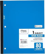 Mead Single Subject Wireless Notebook, Wide Ruled (05222) - Pack of 1