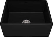 Ruvati 23-inch Fireclay Farmhouse Kitchen Laundry Utility Sink Single Bowl - Glossy Black- RVL2468BK