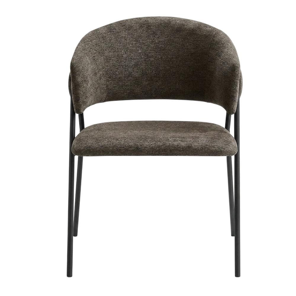 Upholstered Heathered Chenille Dining Chairs Set of 2, Upholstered Kitchen or Dining Room Chairs, Java Black by Furnifact – Polyester, Java Black, Pack of 2