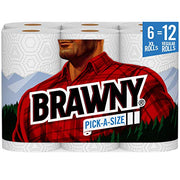 Brawny 1 / 6 Count (Pack of 1) / White Paper Towels