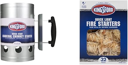 Kingsford Heavy Duty Deluxe Charcoal Chimney Starter & Quick Light Fire Starters | Wooden Fire Starters, 32 Count Fire Starter Rolls