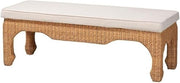 bali & pari Abena Natural Rattan Bench with Cushion - Boho Chic Accent Seating
