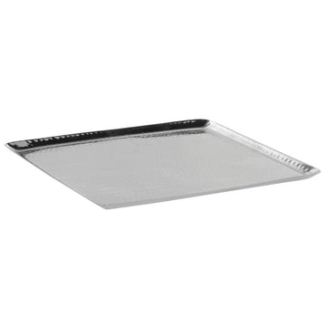 Serving Tray with Hammered Finish by HUBERT – 14" x 14" x 0.8", Stainless Steel, Silver, Model TR12661188