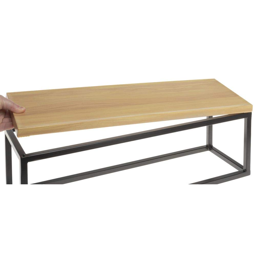 Black Display Riser with Butcher Block Top - 7" H by HUBERT – Black, Model 64410+40377