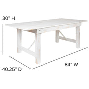 HERCULES Series 7' x 40" Rectangular Antique Rustic White Solid Pine Folding Farm Table by Flash Furniture – 7'L x 40"W, Pinus Glabra, Steel, Pine Wood, Model XA-F-84X40-WH-GG