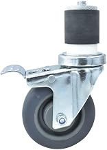 BK Resources 4" Gray Rubber 2" Expanding Stem Swivel Caster for Work Tables with Total Lock Brake, NSF, 250lb Capacity Per Wheel